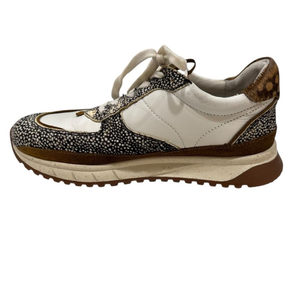 Madewell MWL 7.5 Leather Spotted Haircalf Sneakers White Brown Casual Shoes